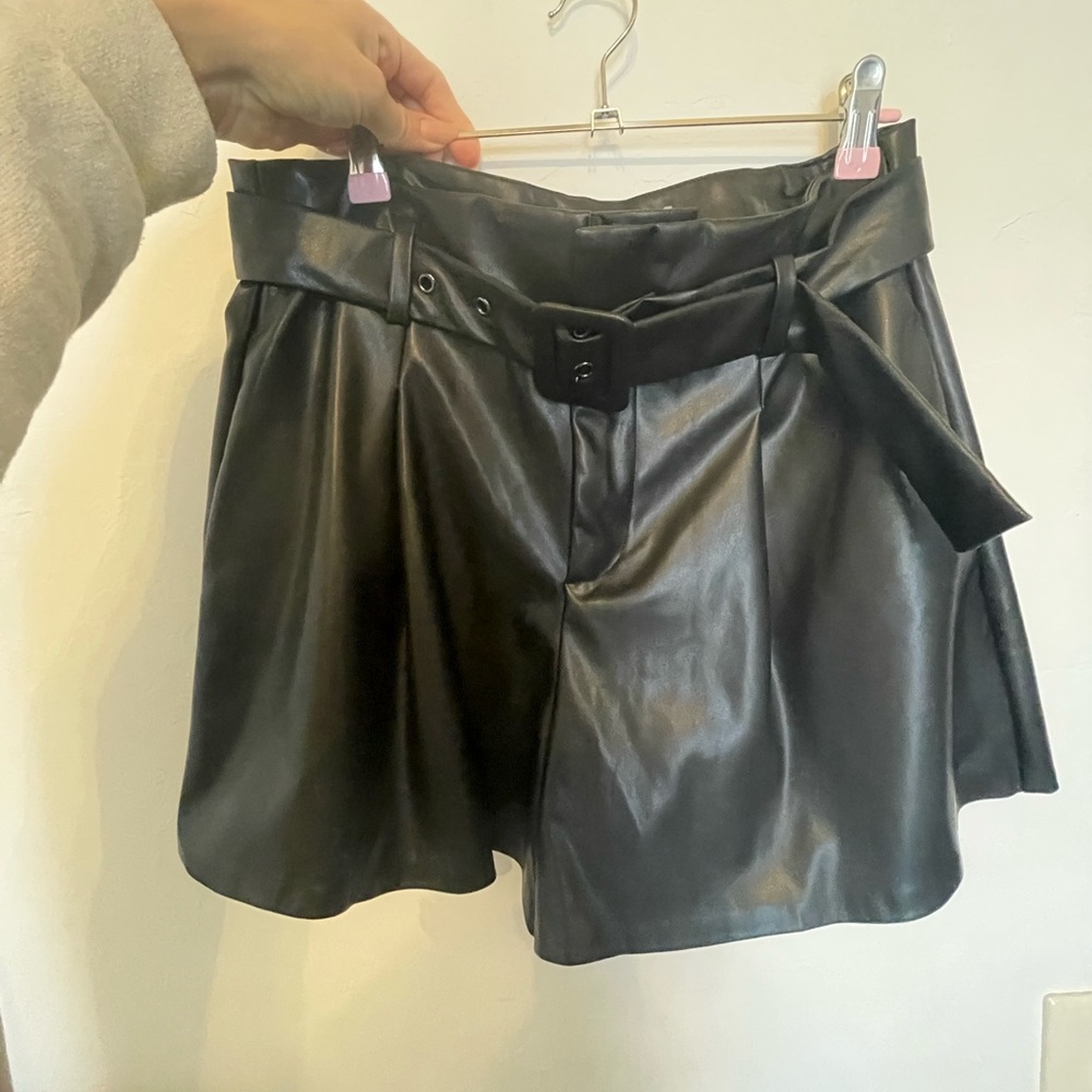 Black Belted Leather shorts